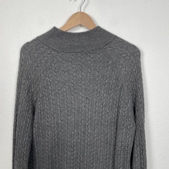 LINK Grey Cashmere & Angora Cotton Blend 1/4 Zip Cable knit Sweater Size: XL - Picture 6 of 7
